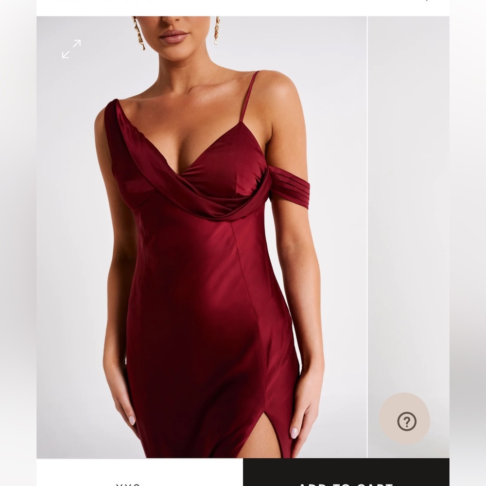 Meshki Satin Off Shoulder Maxi Dress - Berry (XXL)
